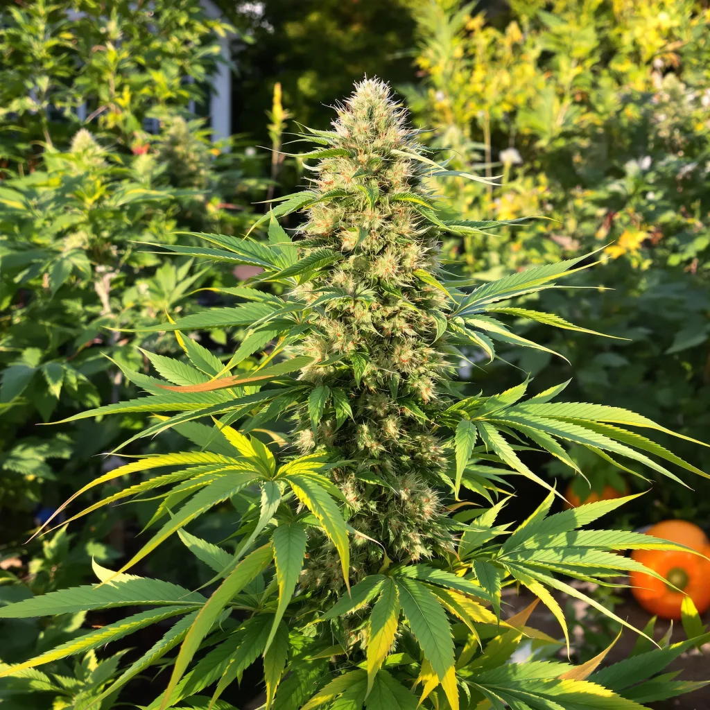 Blue Goo 35% indica / 65% sativa flower with visible trichomes