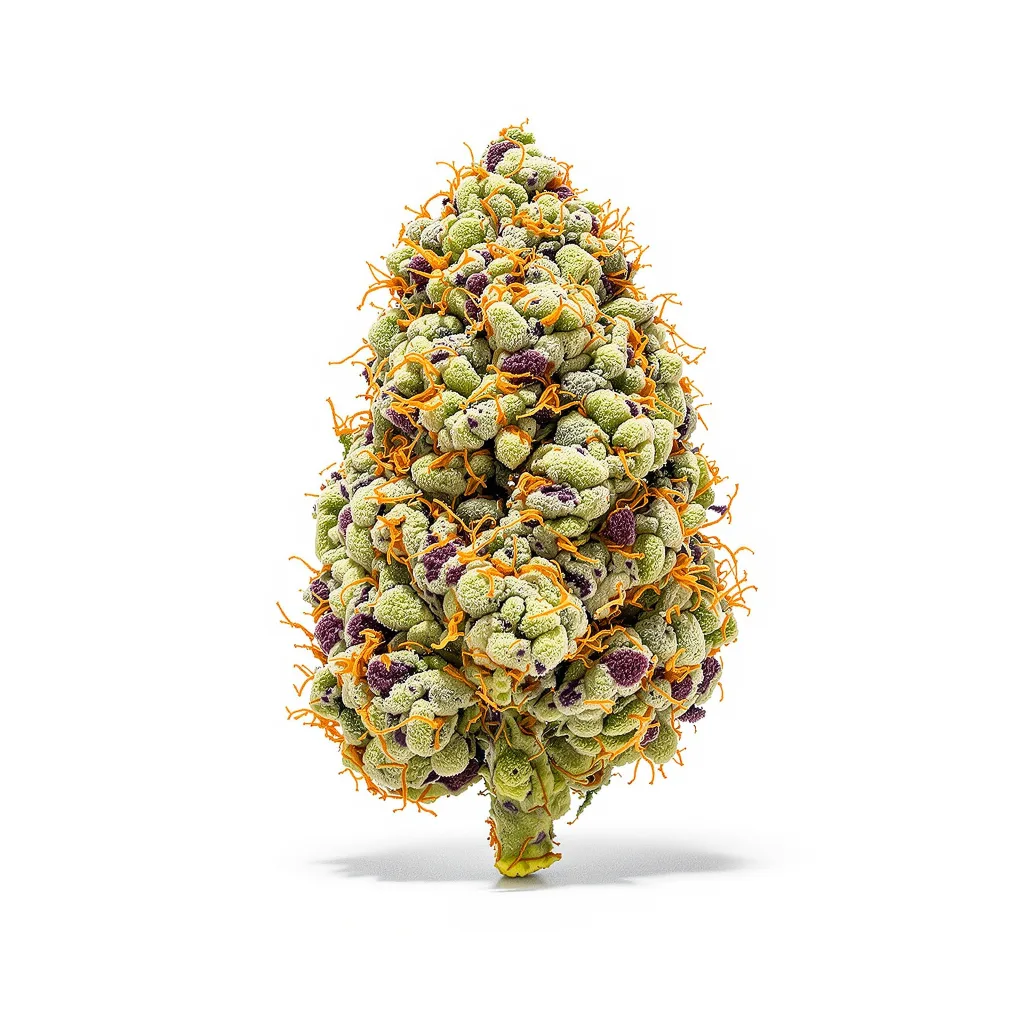 Blue Goo 35% indica / 65% sativa flower with visible trichomes