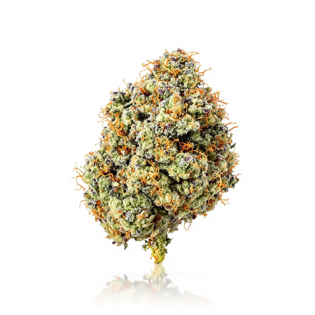 Blue Hawaiian 38% indica / 62% sativa flower with visible trichomes