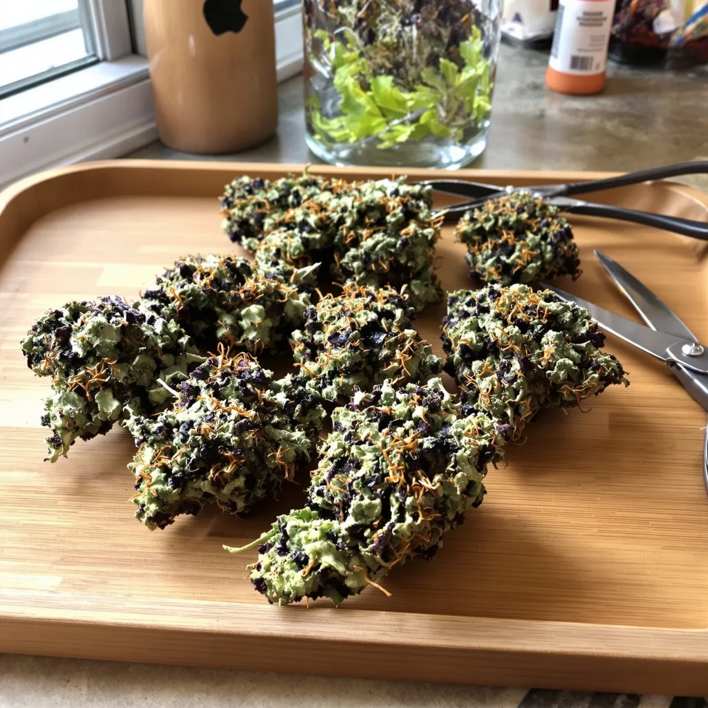 Blue Jack City 65% indica / 35% sativa flower with visible trichomes