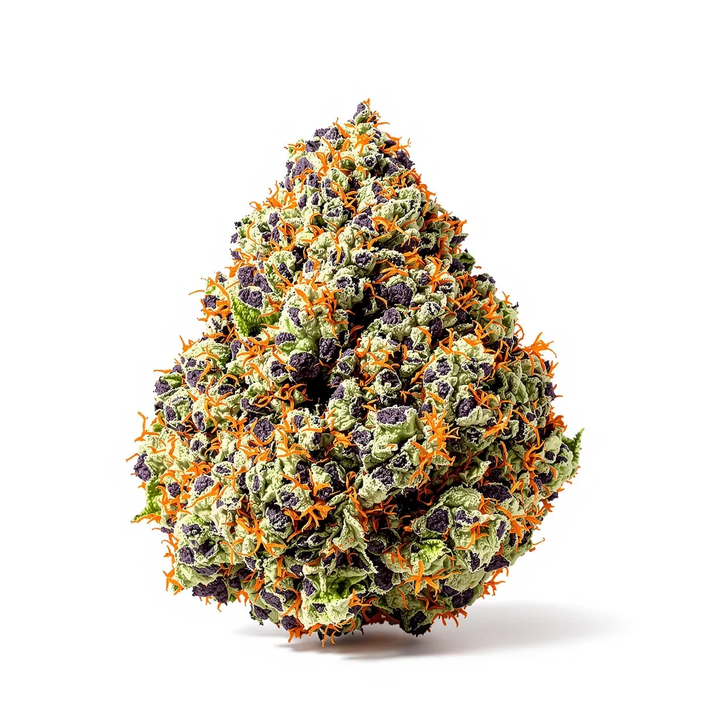 Blue Jack City 65% indica / 35% sativa flower with visible trichomes