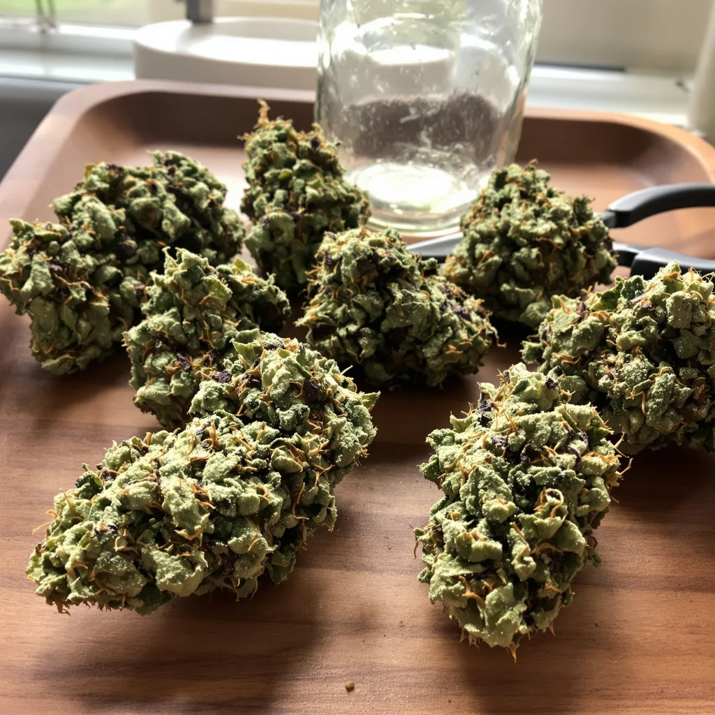 Blue Jay Way 63% indica / 37% sativa flower with visible trichomes