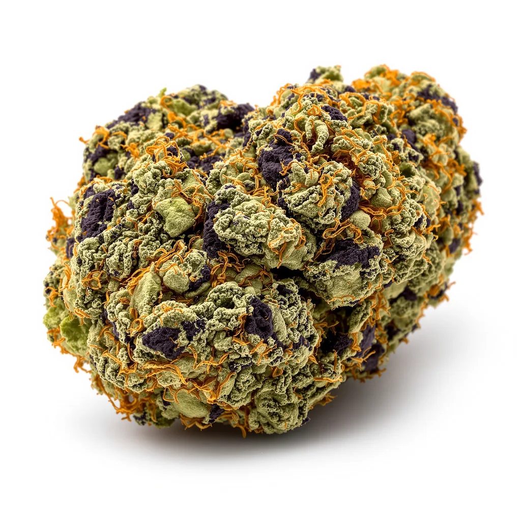Blue Magoo 88% indica / 12% sativa flower with visible trichomes