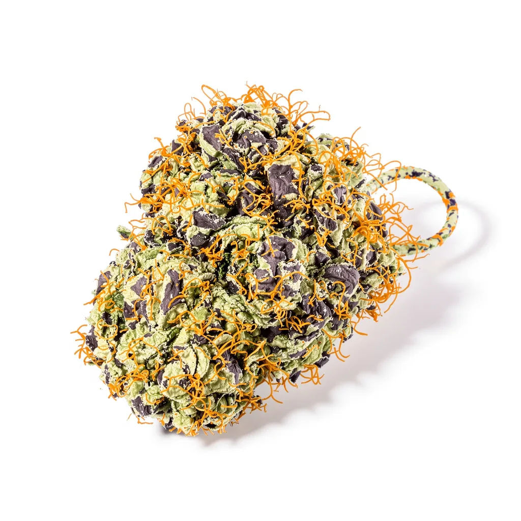 Blue Monster 76% indica / 24% sativa flower with visible trichomes