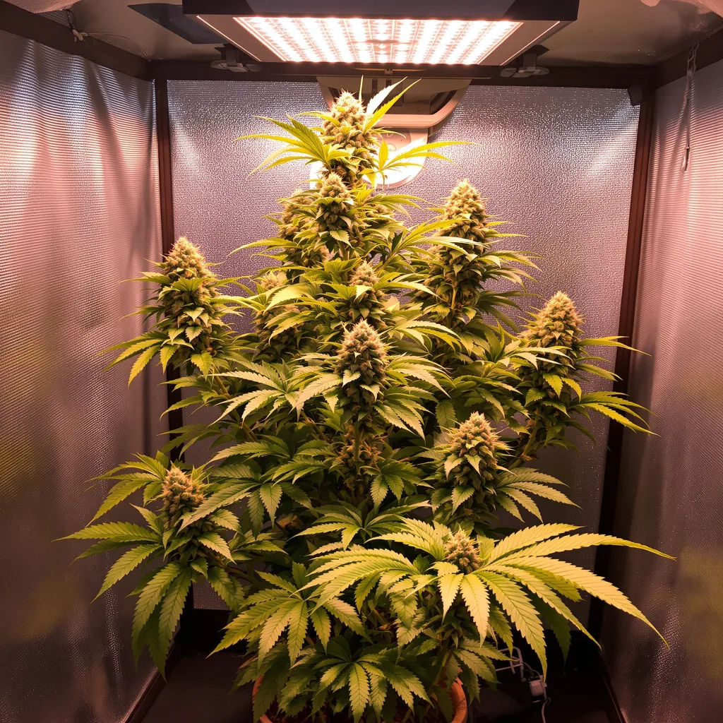 Blue Widow cannabis plant in flowering stage — 90-130 cm feminised