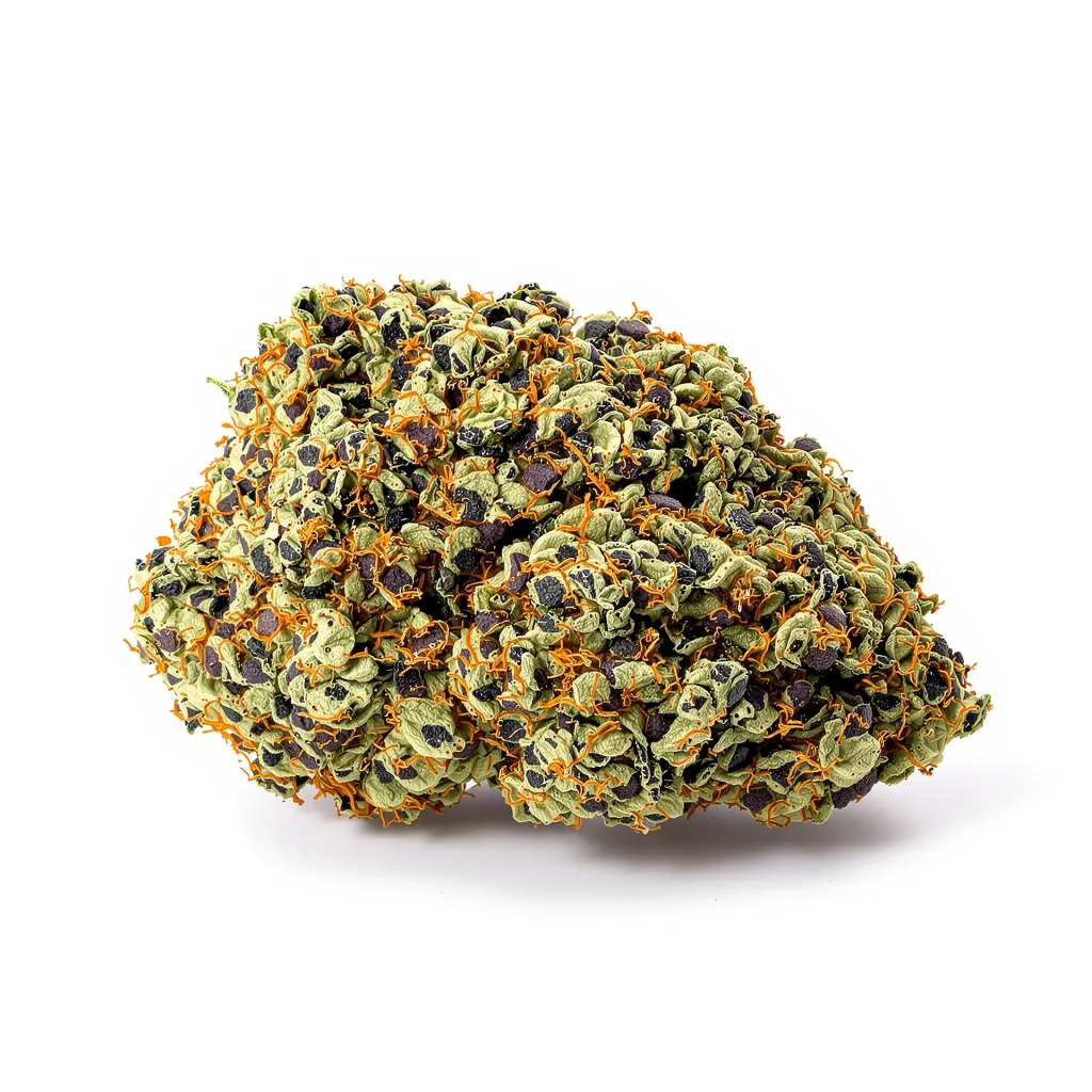 Blue Zkittlez 83% indica / 17% sativa flower with visible trichomes