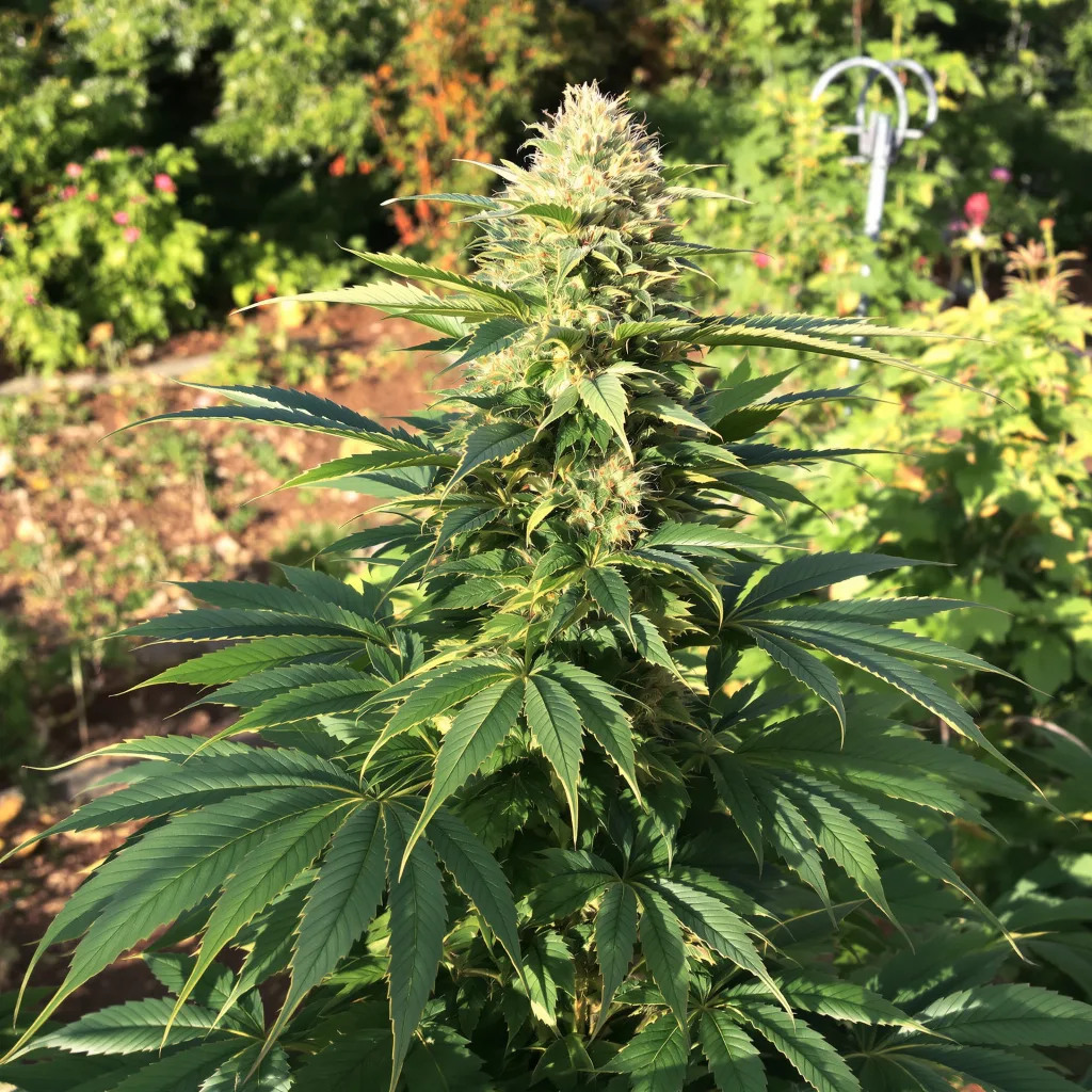 Blue Zombie 66% indica / 34% sativa flower with visible trichomes