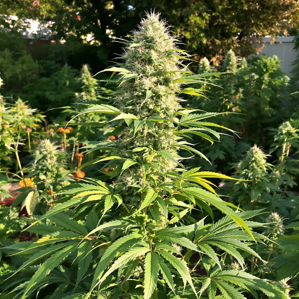 Blueberry AK 48% indica / 52% sativa flower with visible trichomes