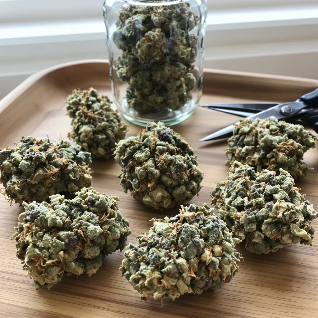 Blueberry Cheesecake 40% indica / 60% sativa flower with visible trichomes