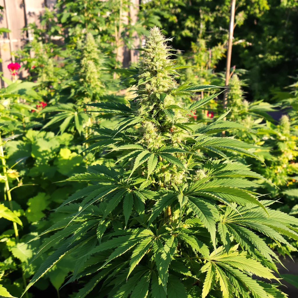 Blueberry Skunk 75% indica / 25% sativa flower with visible trichomes