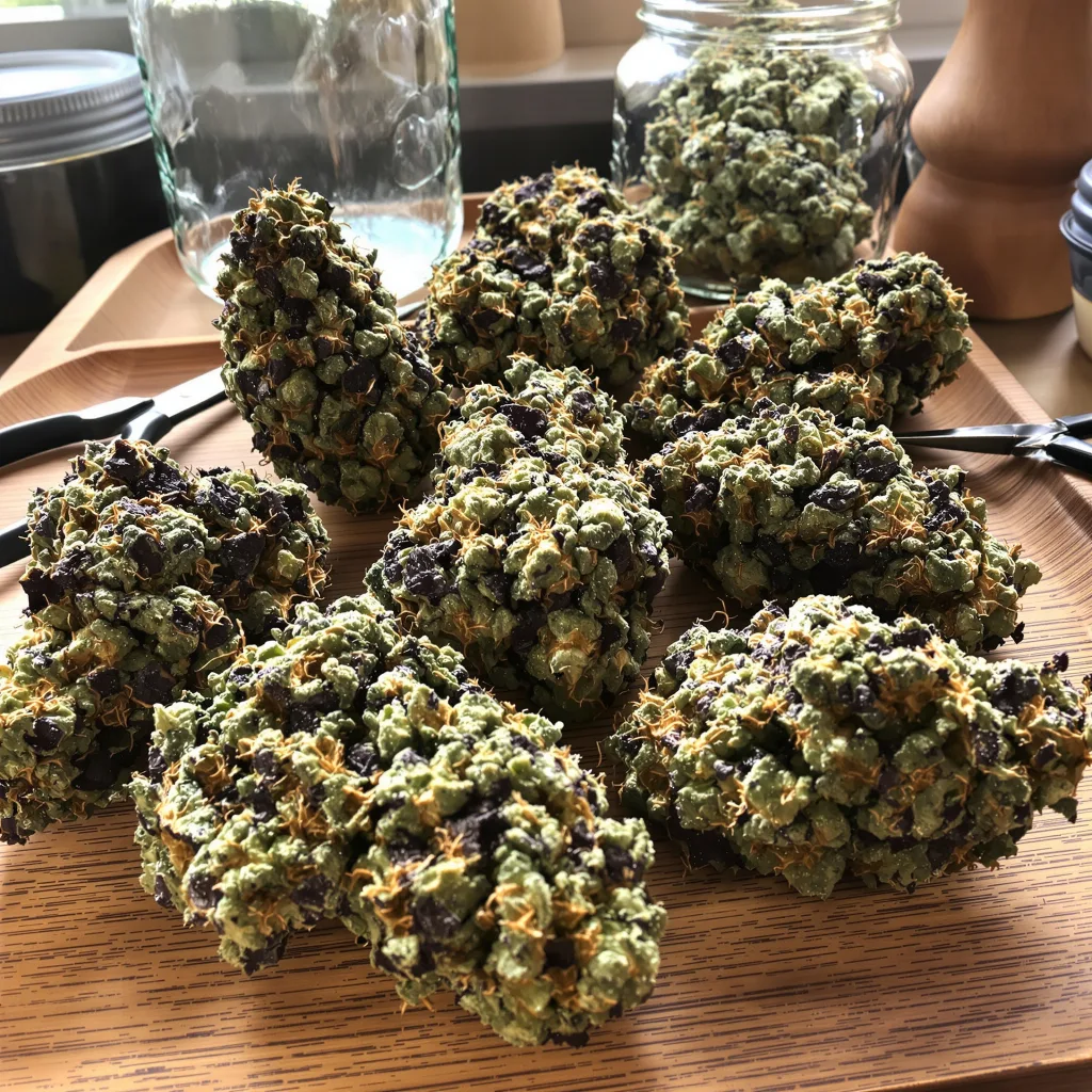 Blueberry Space Cake 87% indica / 13% sativa flower with visible trichomes
