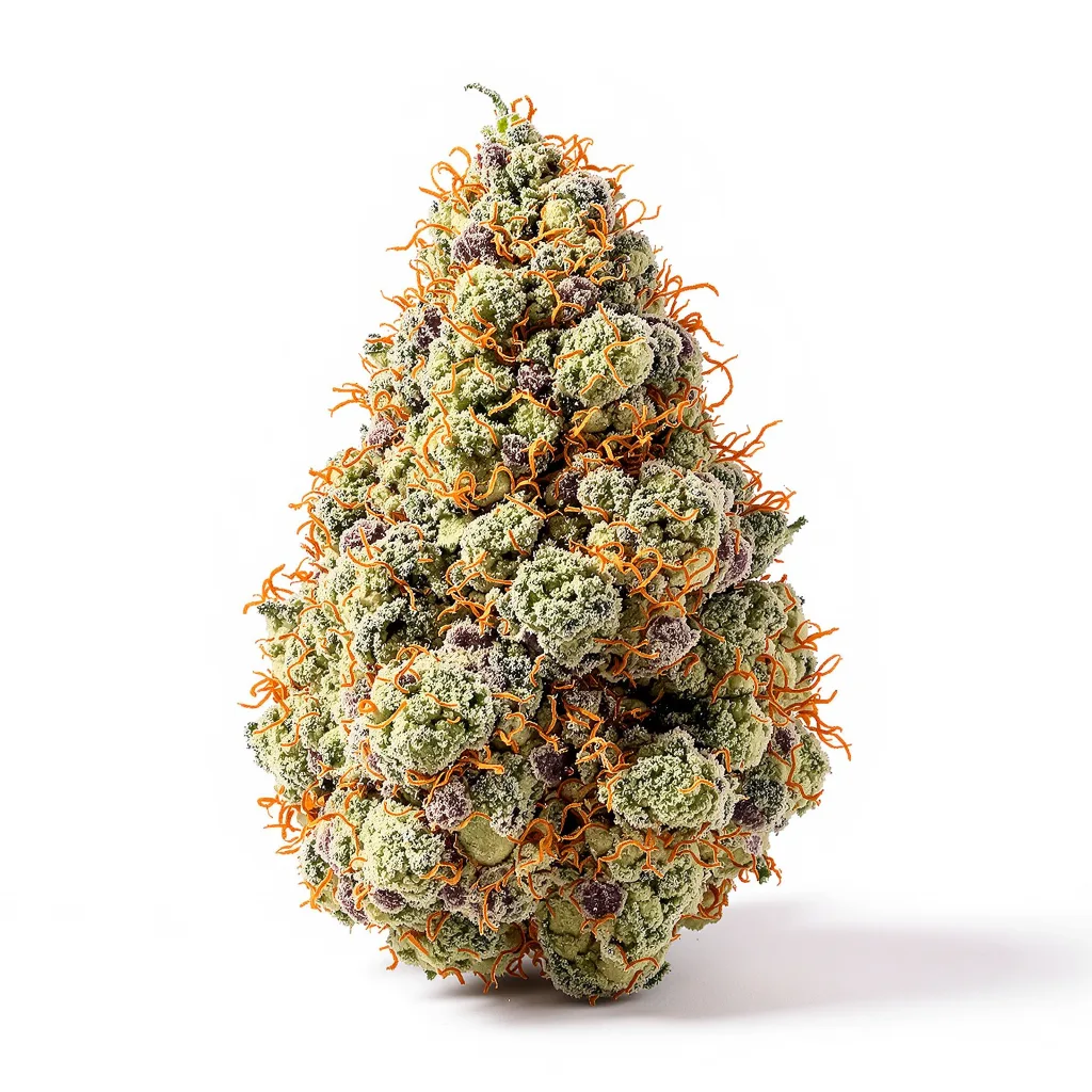 Bluniverse 43% indica / 57% sativa flower with visible trichomes