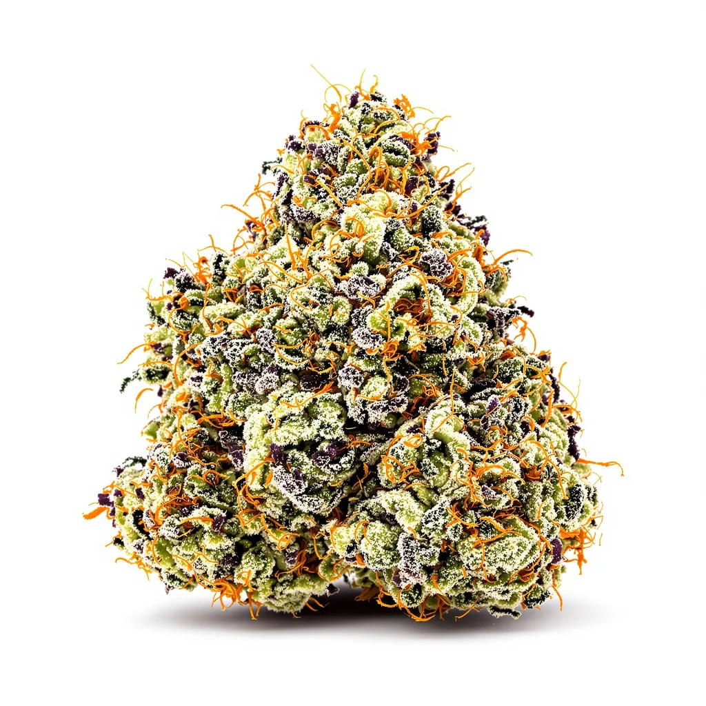 Brainwreck 40% indica / 60% sativa flower with visible trichomes