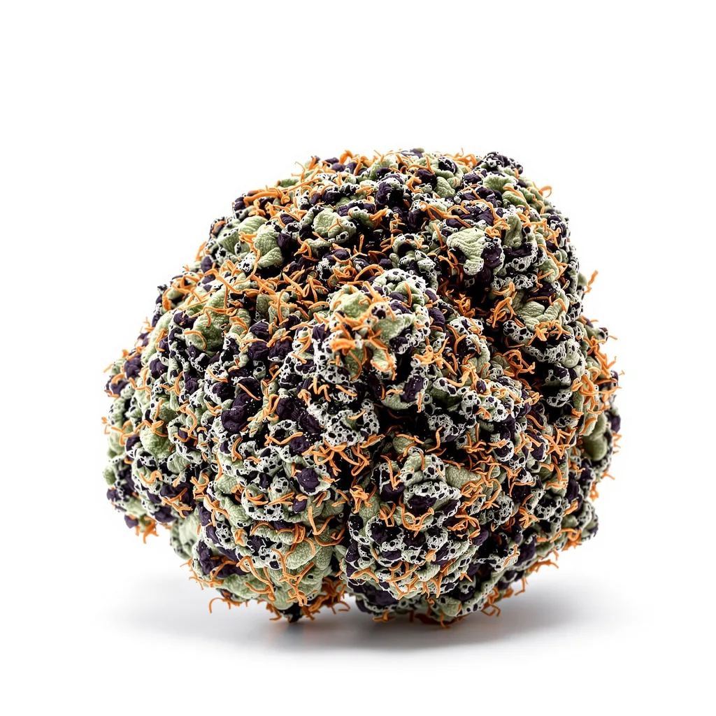 Bubba Kush 80% indica / 20% sativa flower with visible trichomes