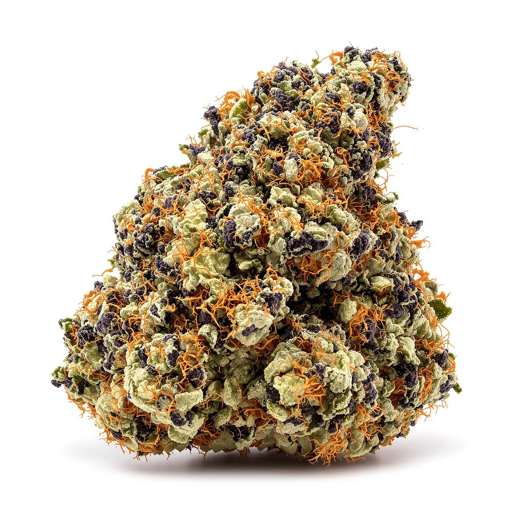 Bubba OG 80% indica / 20% sativa flower with visible trichomes