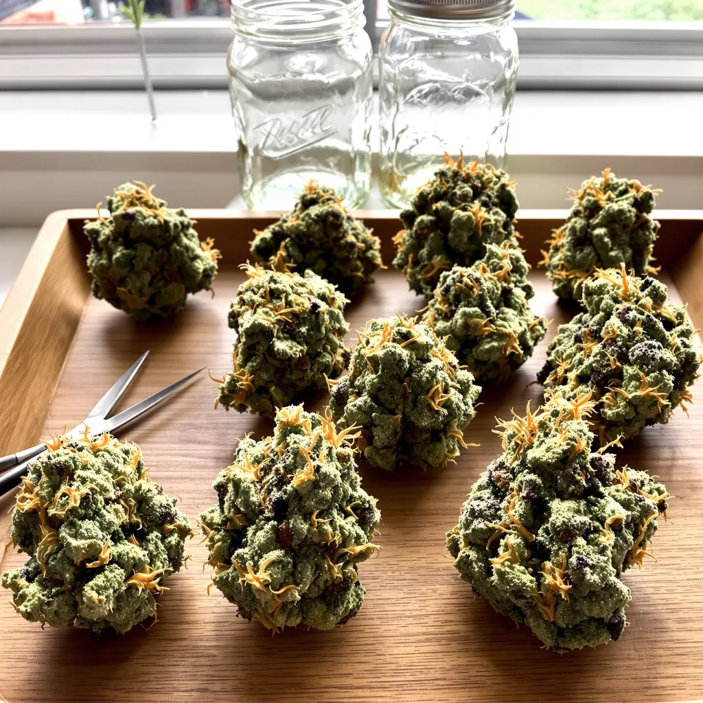 Bubblegum 59% indica / 41% sativa flower with visible trichomes