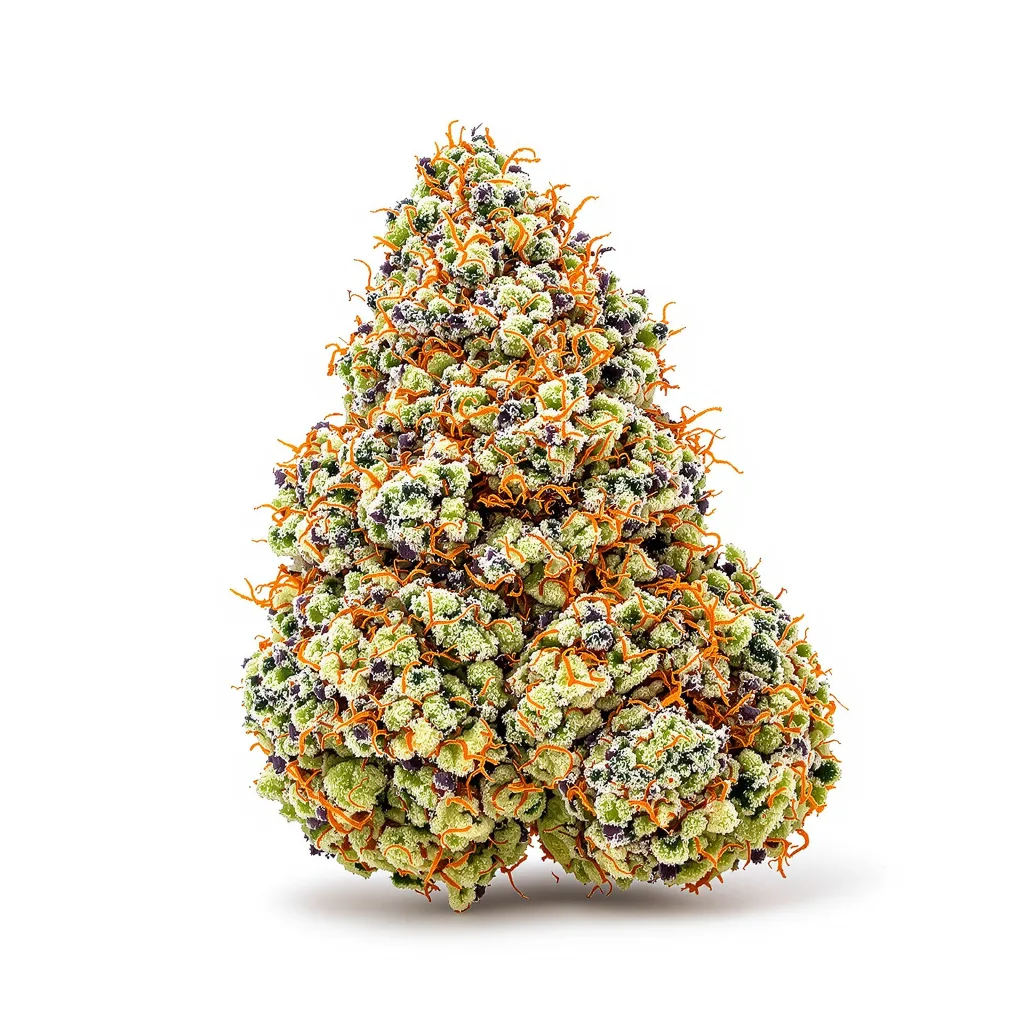 Bubblegum 59% indica / 41% sativa flower with visible trichomes