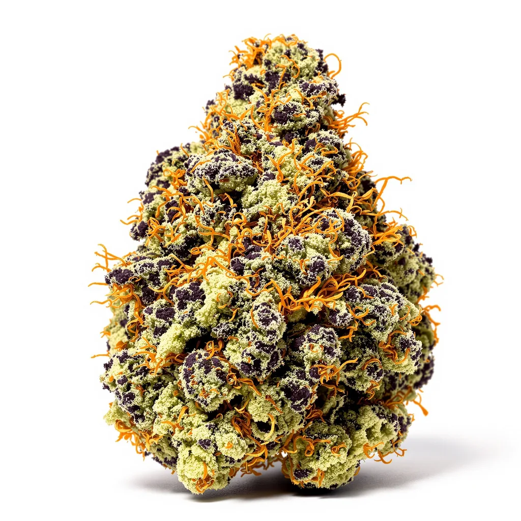 Buddha's Sister 80% indica / 20% sativa flower with visible trichomes