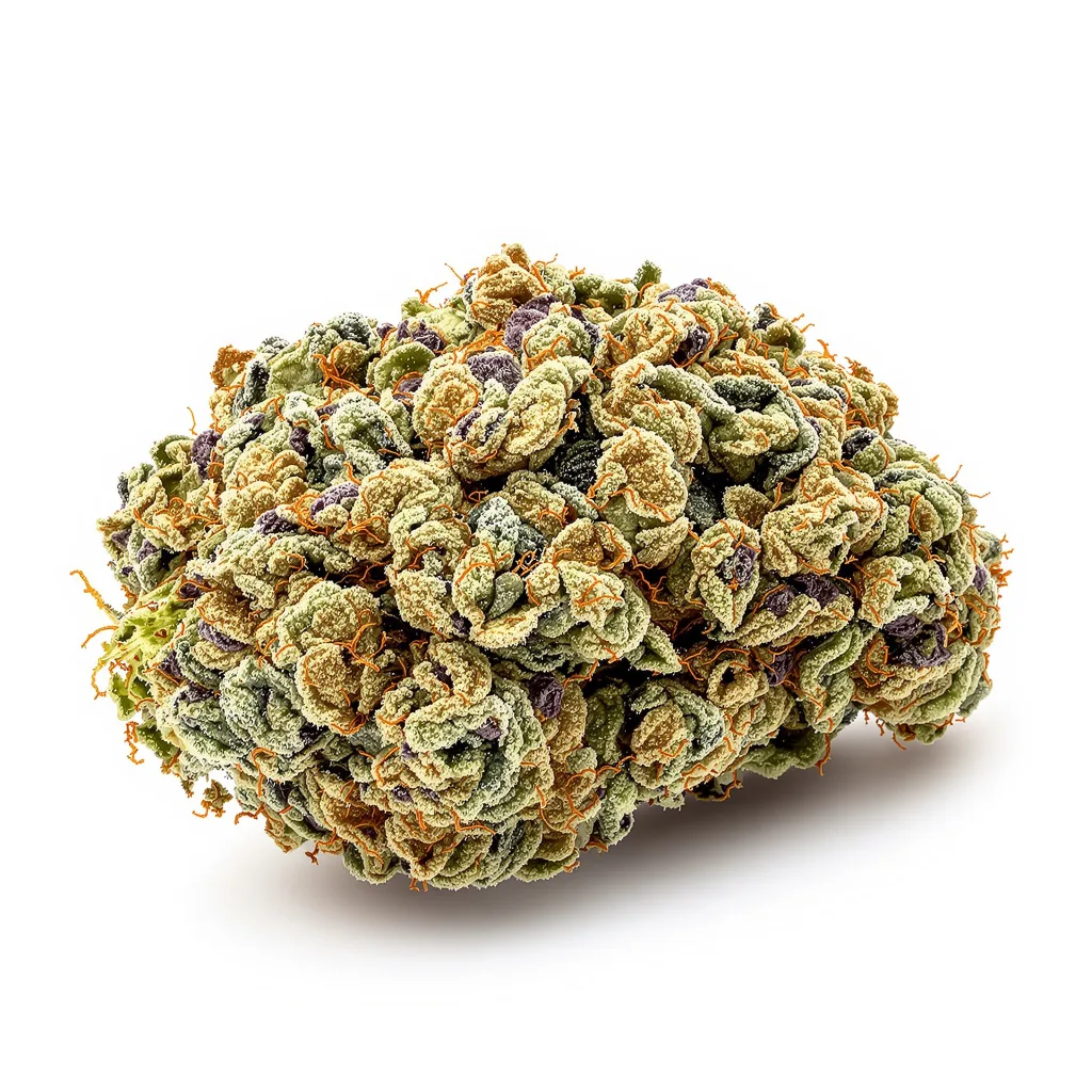 Burmese Kush 50% indica / 50% sativa flower with visible trichomes