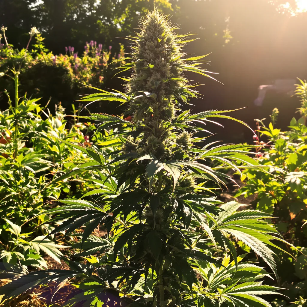 California Grapefruit 39% indica / 61% sativa flower with visible trichomes