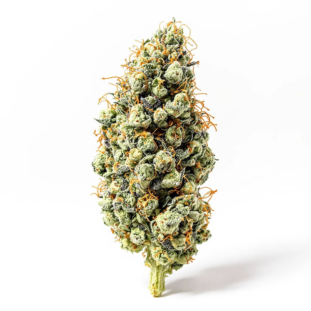Candy Kush 54% indica / 46% sativa flower with visible trichomes