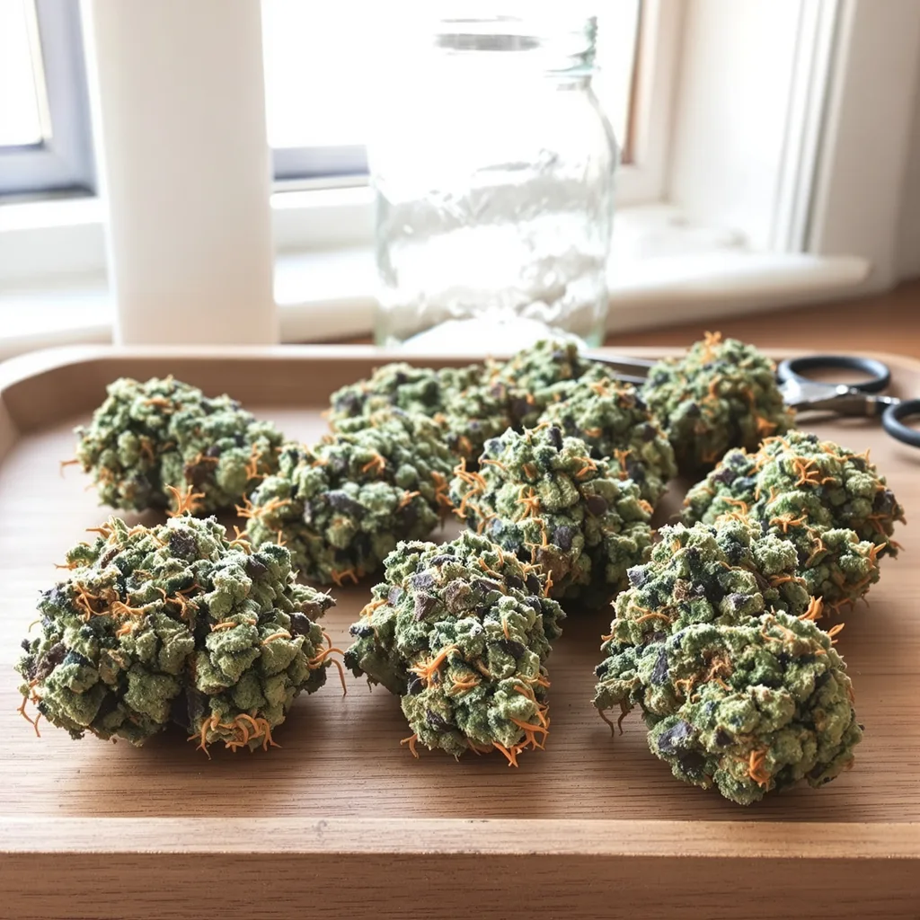 Candyland Peyote 56% indica / 44% sativa flower with visible trichomes