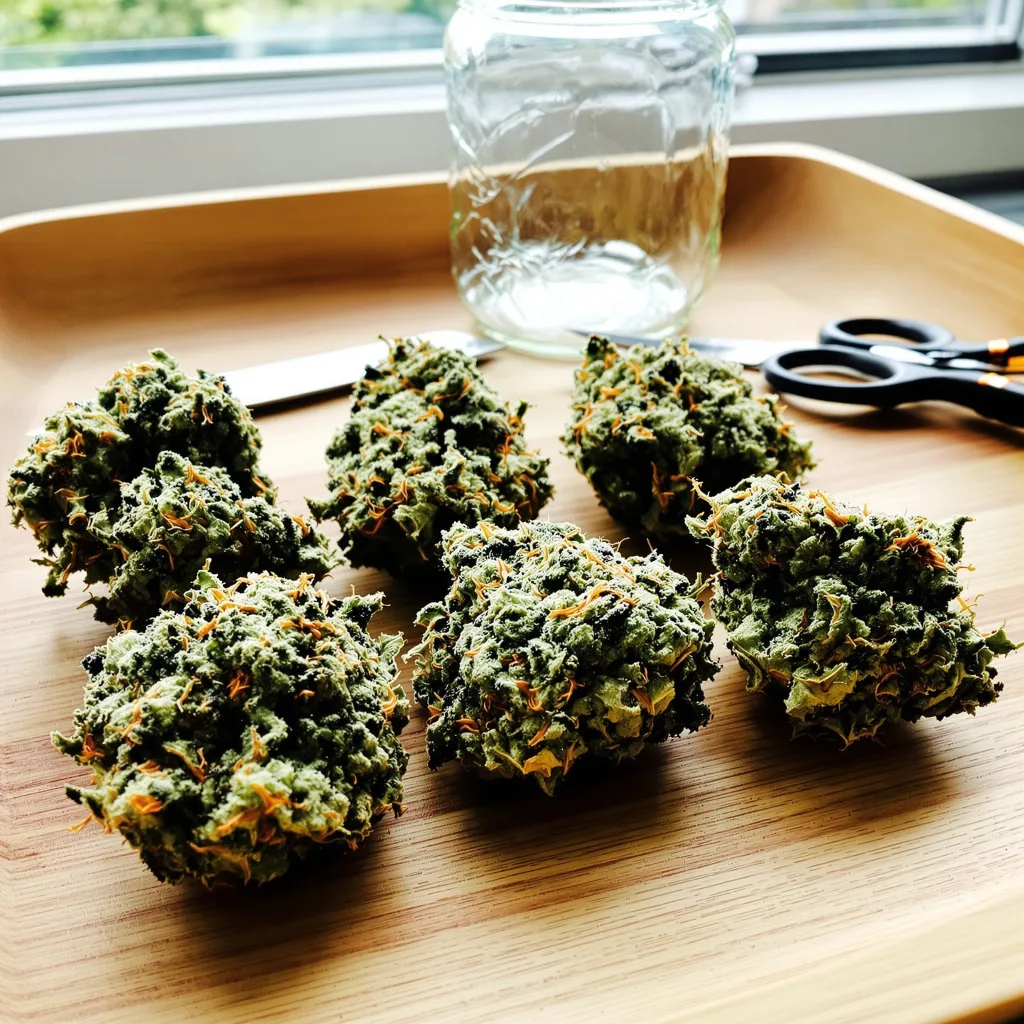 Canna-Tsu 38% indica / 62% sativa flower with visible trichomes