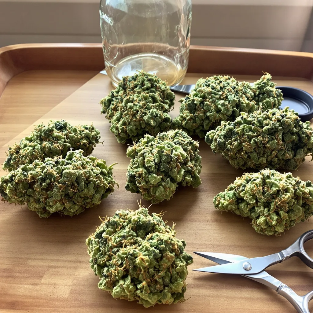 Cannalope Haze 10% indica / 90% sativa flower with visible trichomes