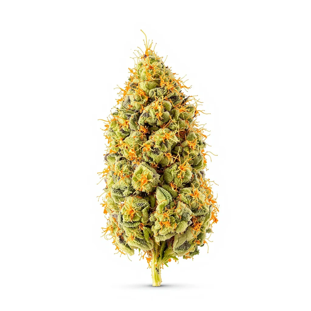 Cannalope Haze 10% indica / 90% sativa flower with visible trichomes