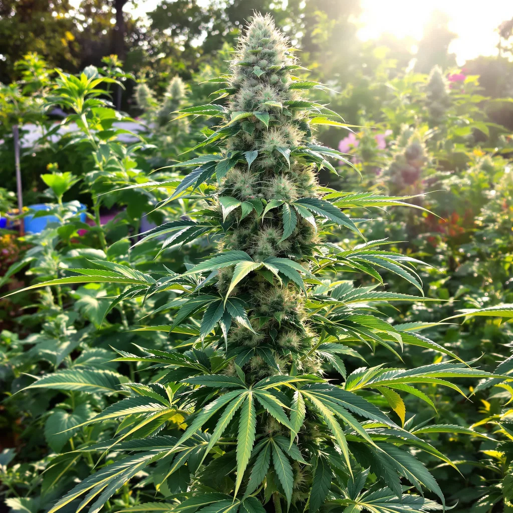 Cannalope Kush 25% indica / 65% sativa flower with visible trichomes