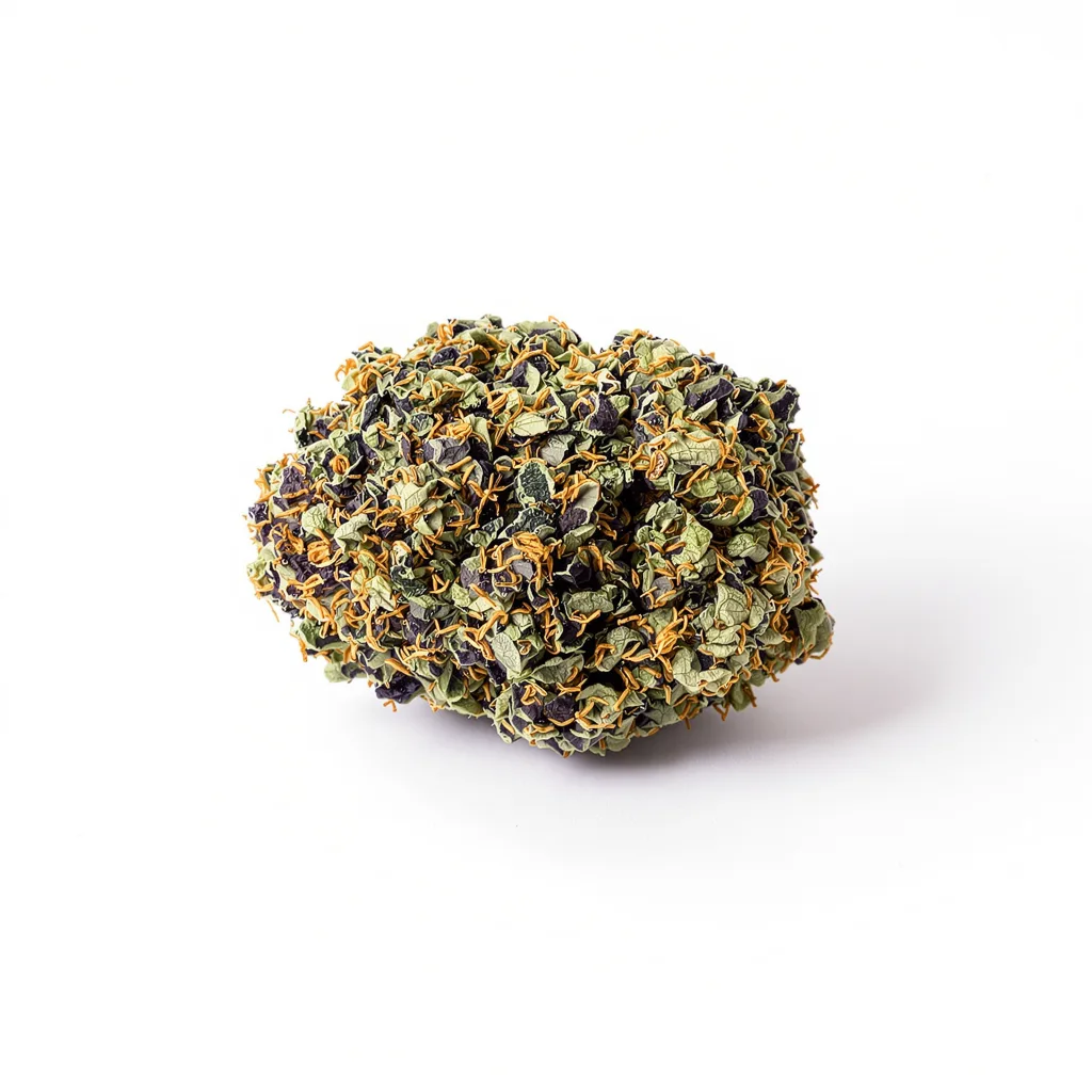 Cascadia Kush 74% indica / 26% sativa flower with visible trichomes