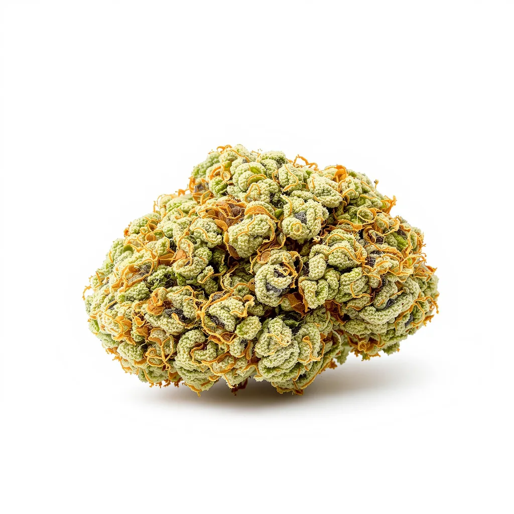 CBD Cream & Cheese 40% indica / 60% sativa flower with visible trichomes