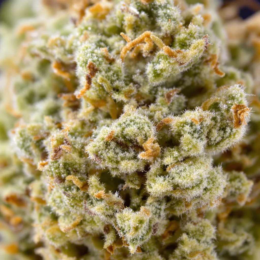 CBD Critical Cure cannabis bud close-up showing pale-green low-resin flower