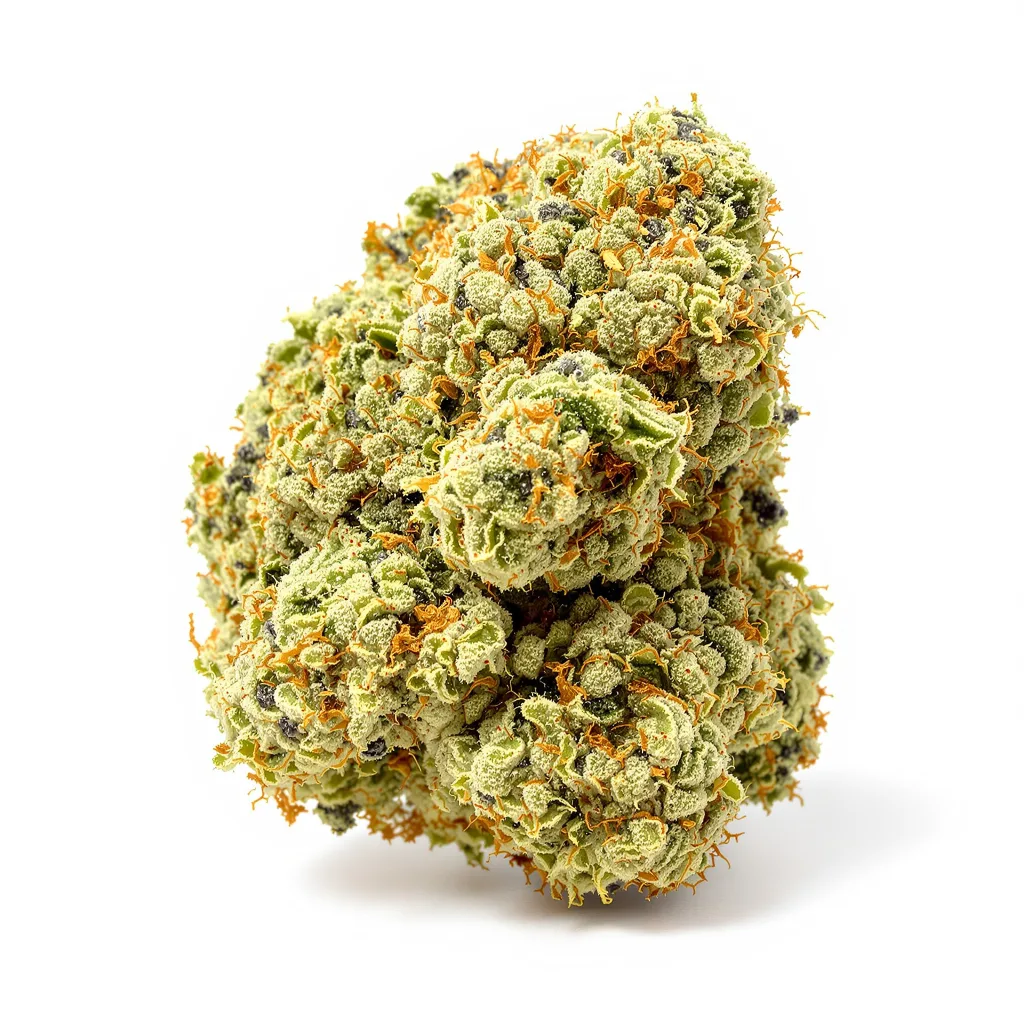 CBD PH Haze 58% indica / 42% sativa flower with visible trichomes