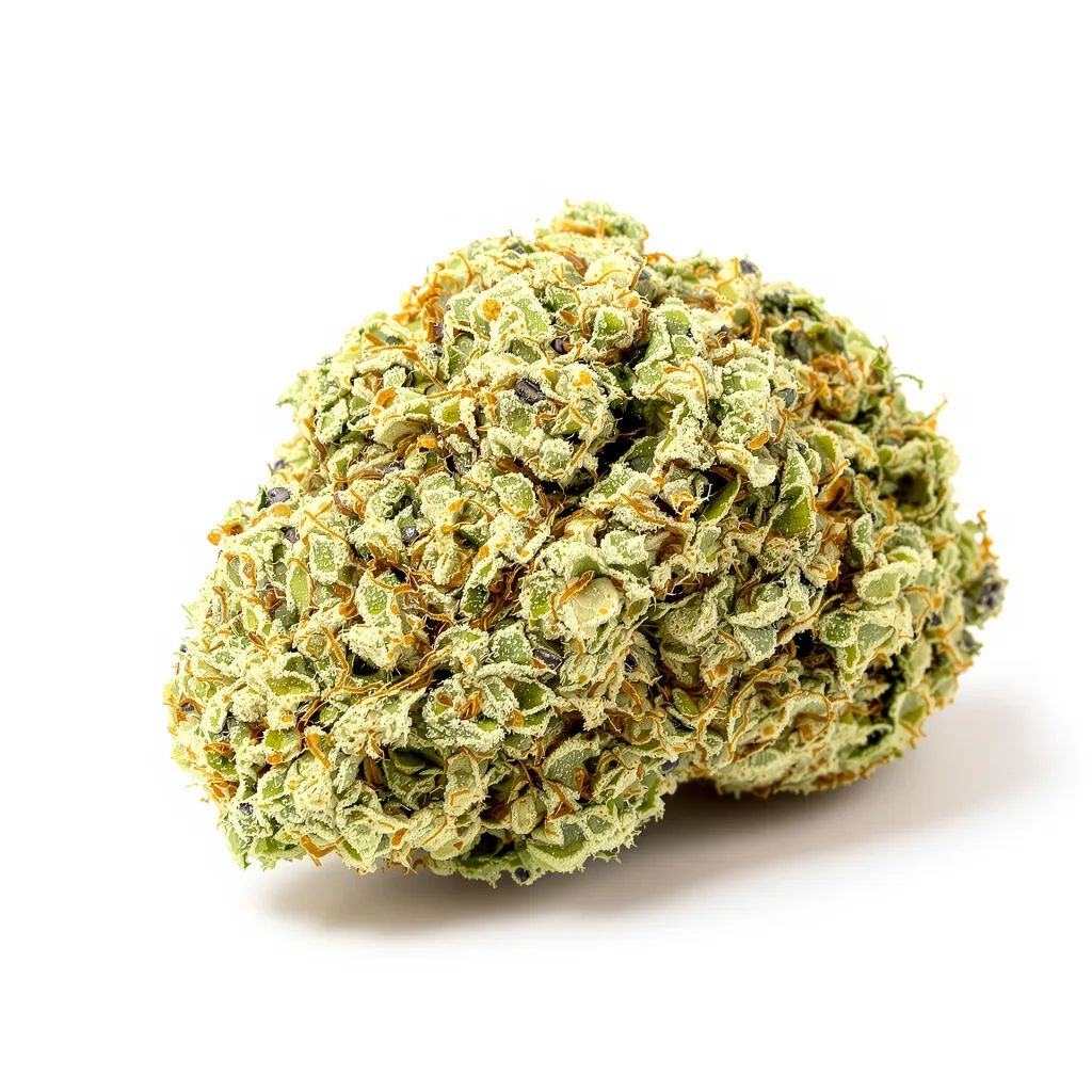 CBD Solomatic 59% indica / 41% sativa flower with visible trichomes