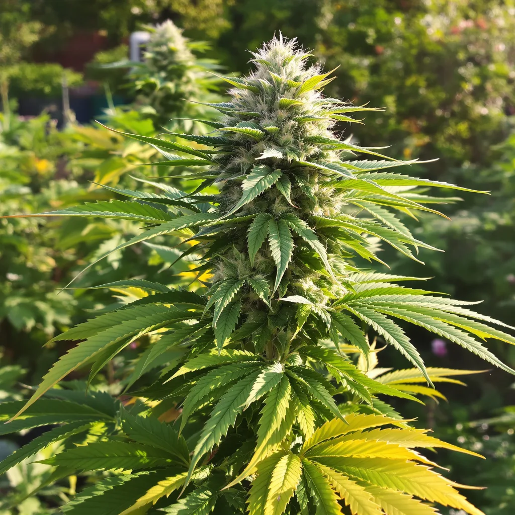 CBD Sour Lemon 44% indica / 56% sativa flower with visible trichomes