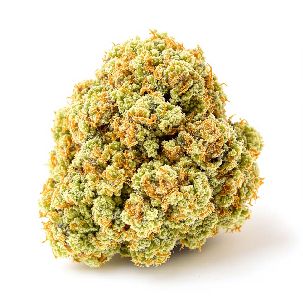 CBD Sour Lemon 44% indica / 56% sativa flower with visible trichomes