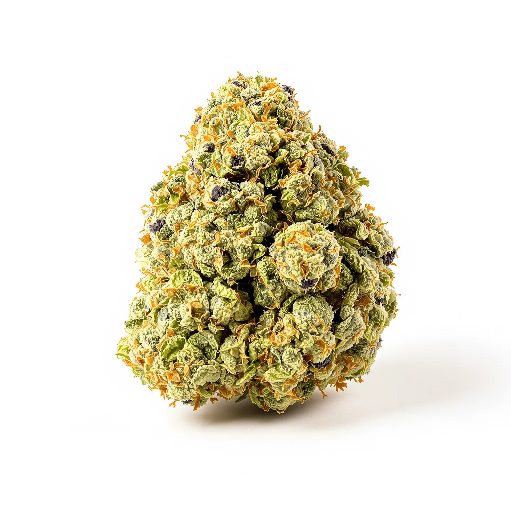 CBD Stress Killer 59% indica / 41% sativa flower with visible trichomes