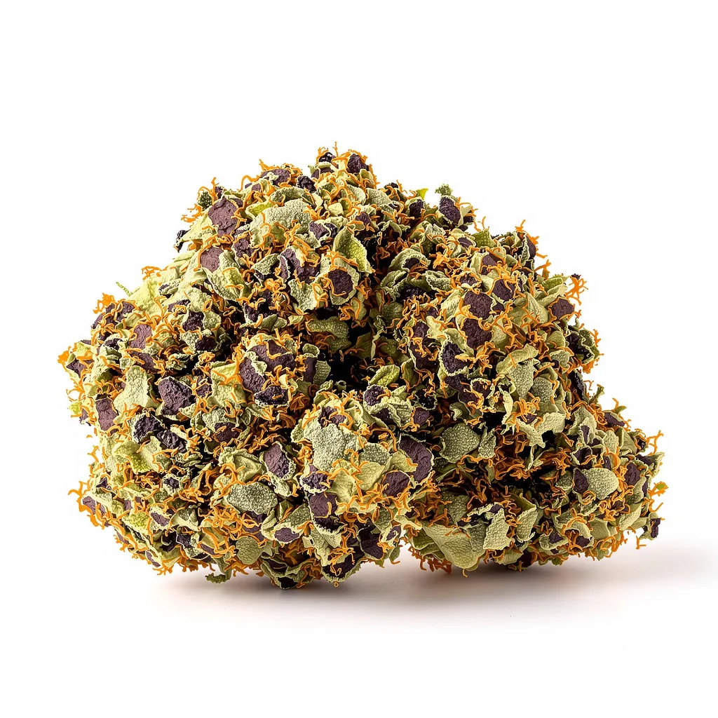 Cement Shoes 67% indica / 33% sativa flower with visible trichomes