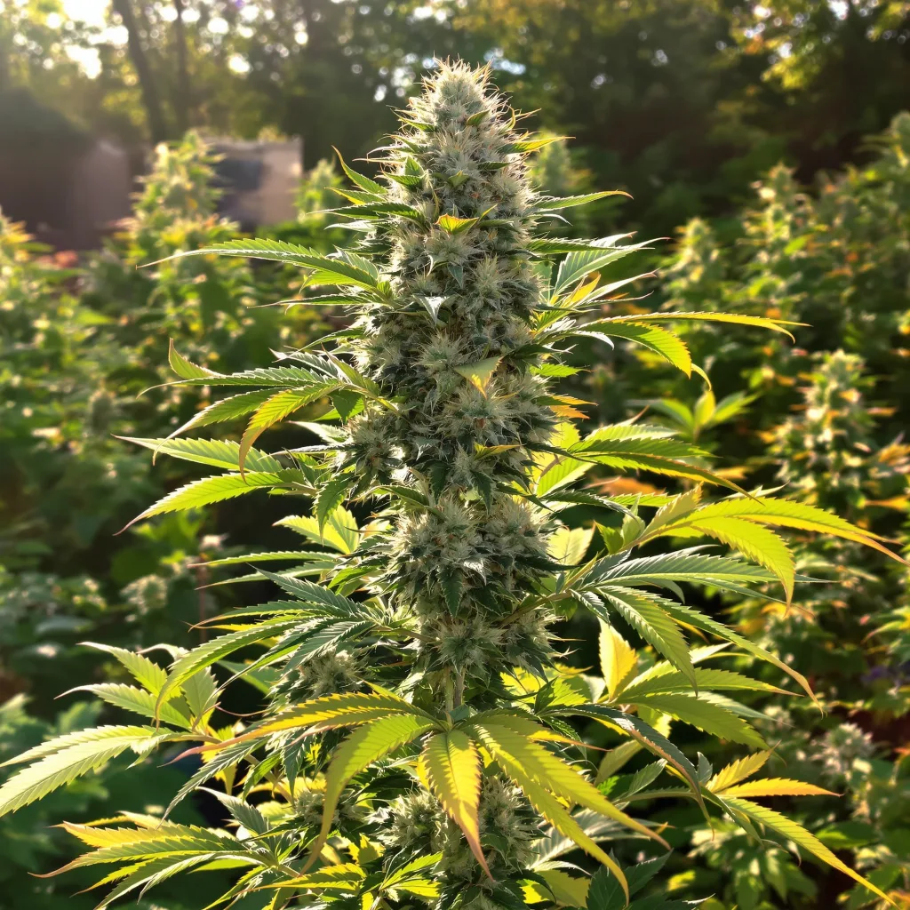 Cheetah Piss 41% indica / 59% sativa flower with visible trichomes