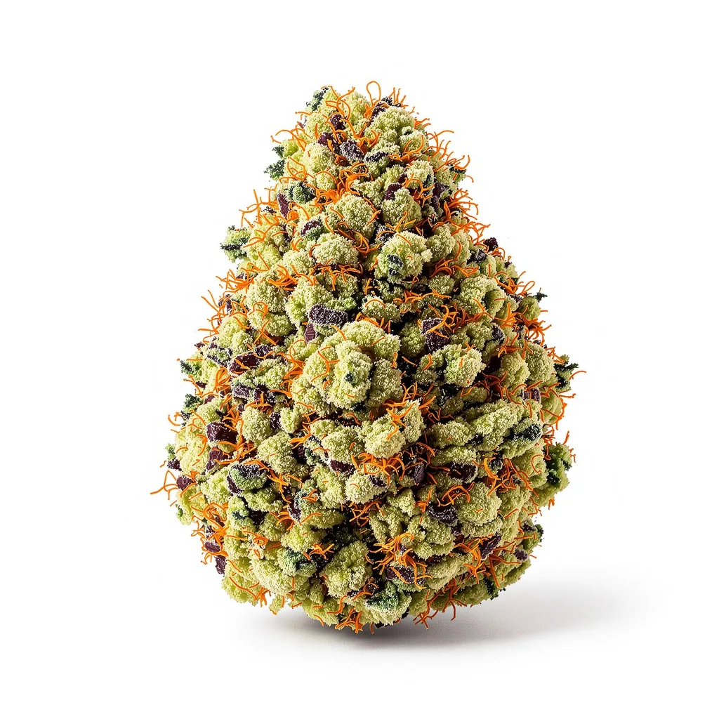 Cheetah Piss 41% indica / 59% sativa flower with visible trichomes