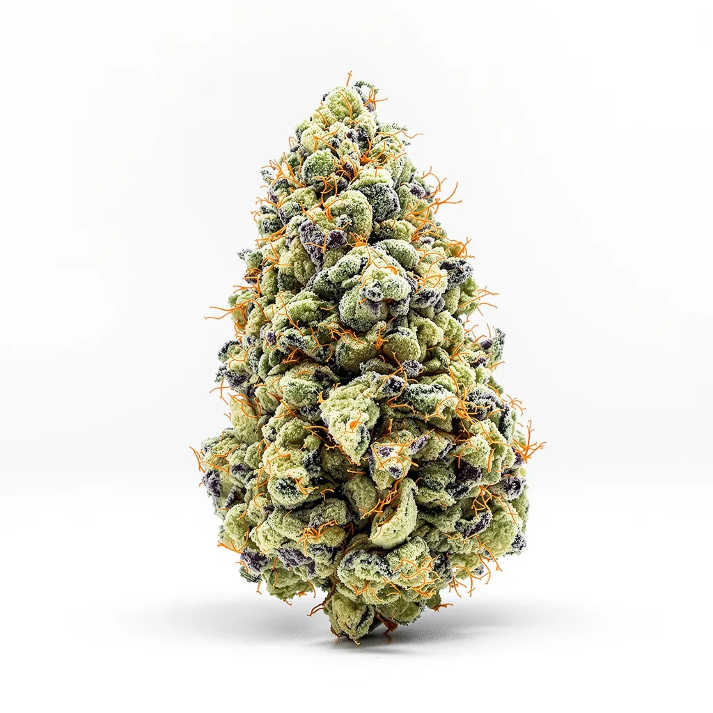 Chem D.O.G. 55% indica / 45% sativa flower with visible trichomes