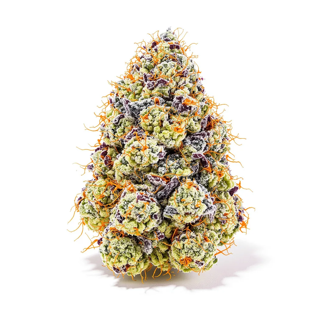 Cherry Chem 56% indica / 44% sativa flower with visible trichomes
