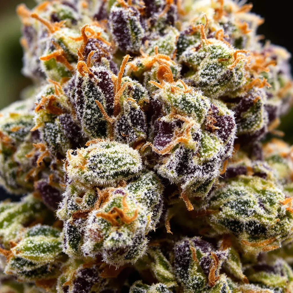 Cherry Kola cannabis bud close-up showing dense purple-tinged calyxes