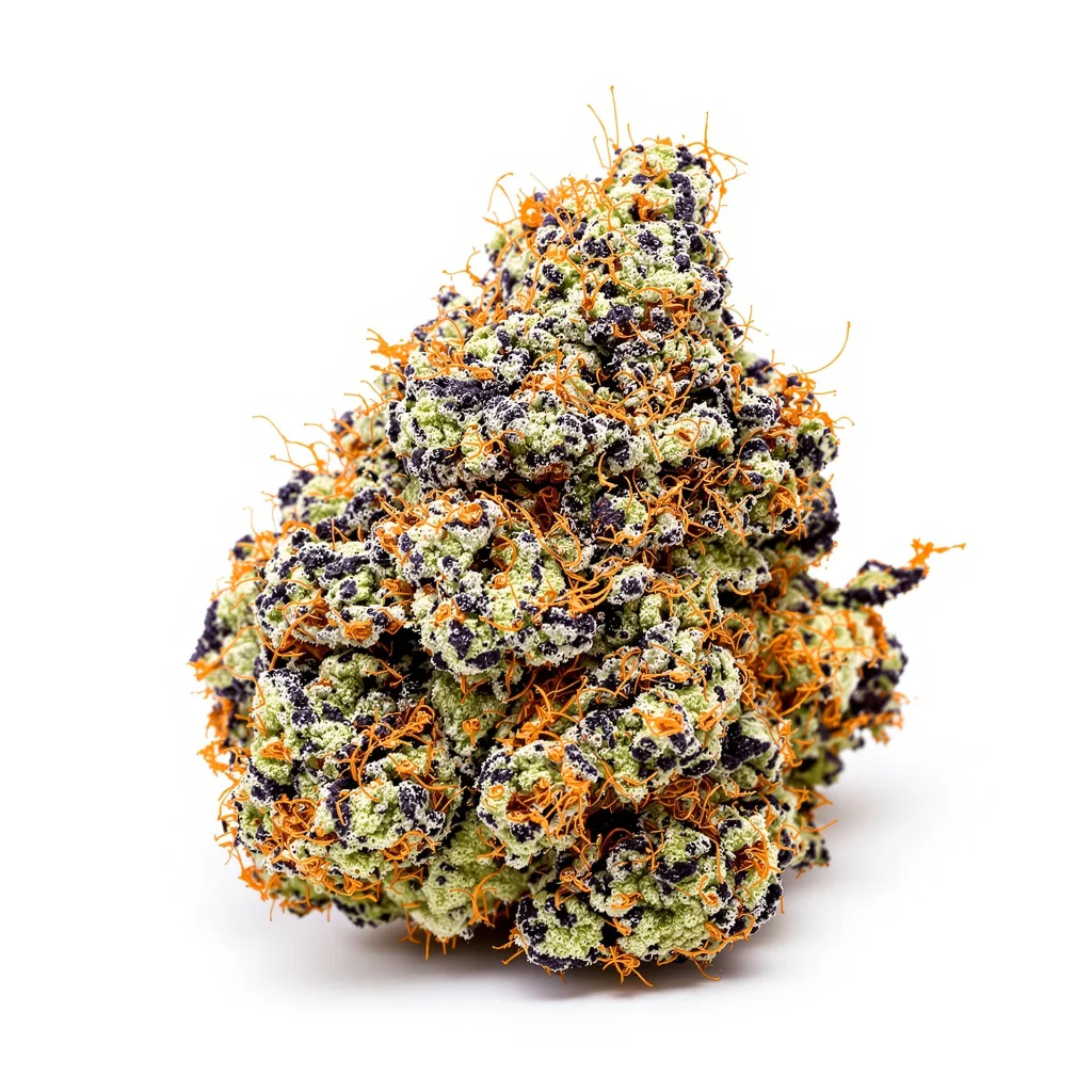 Cherry OG 66% indica / 34% sativa flower with visible trichomes