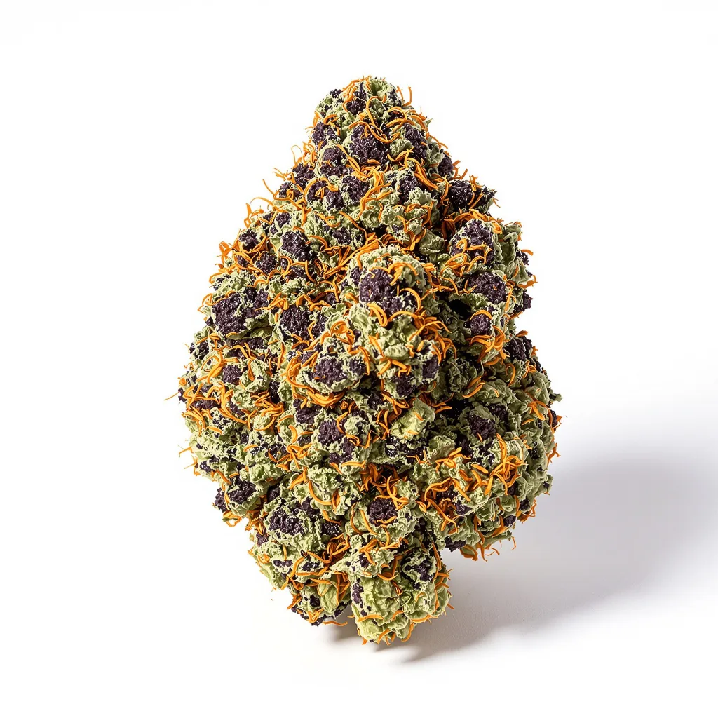 Cherry Pie 66% indica / 34% sativa flower with visible trichomes