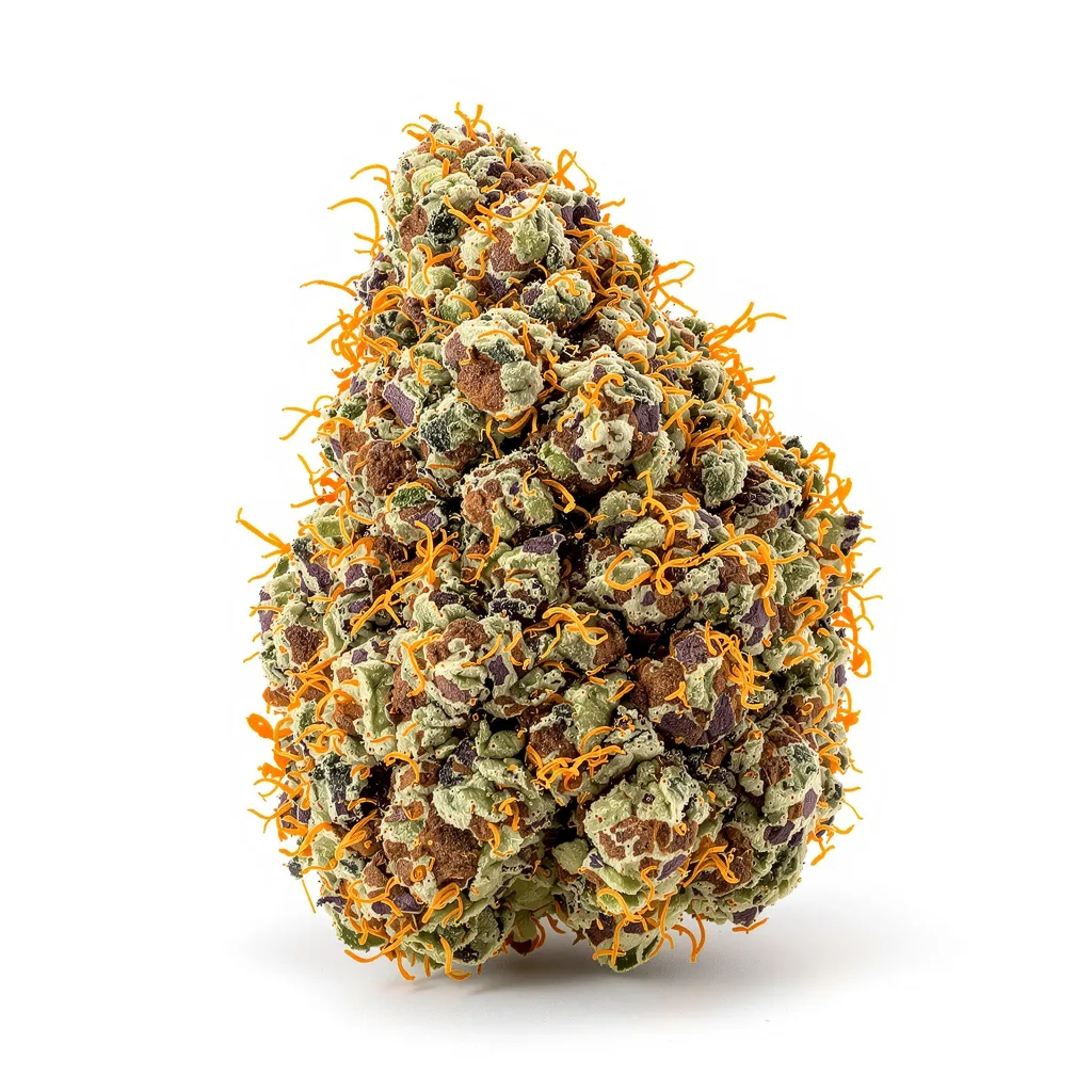 Chocolate Kush 65% indica / 35% sativa flower with visible trichomes