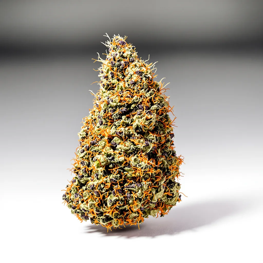 Chocolope Kush 79% indica / 21% sativa flower with visible trichomes