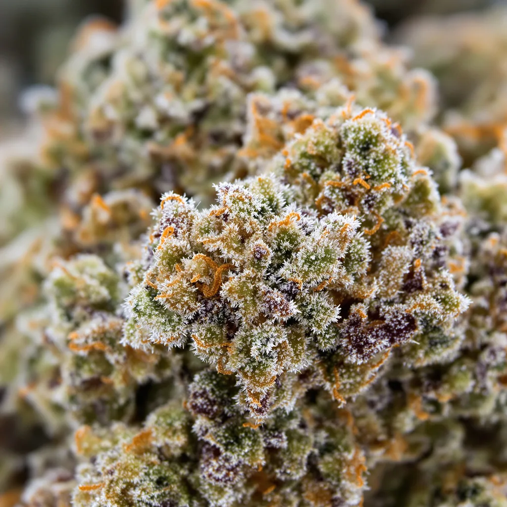 Church OG cannabis bud close-up showing balanced bud structure with frosted trichomes