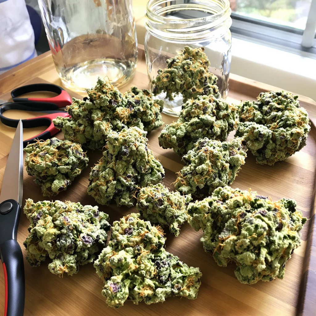 Cinex 30% indica / 60% sativa flower with visible trichomes